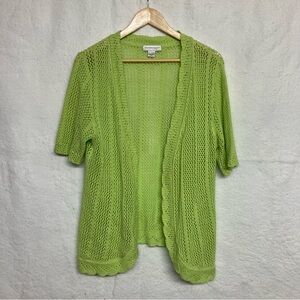Christopher & Banks Lime Open-Knit Cardigan